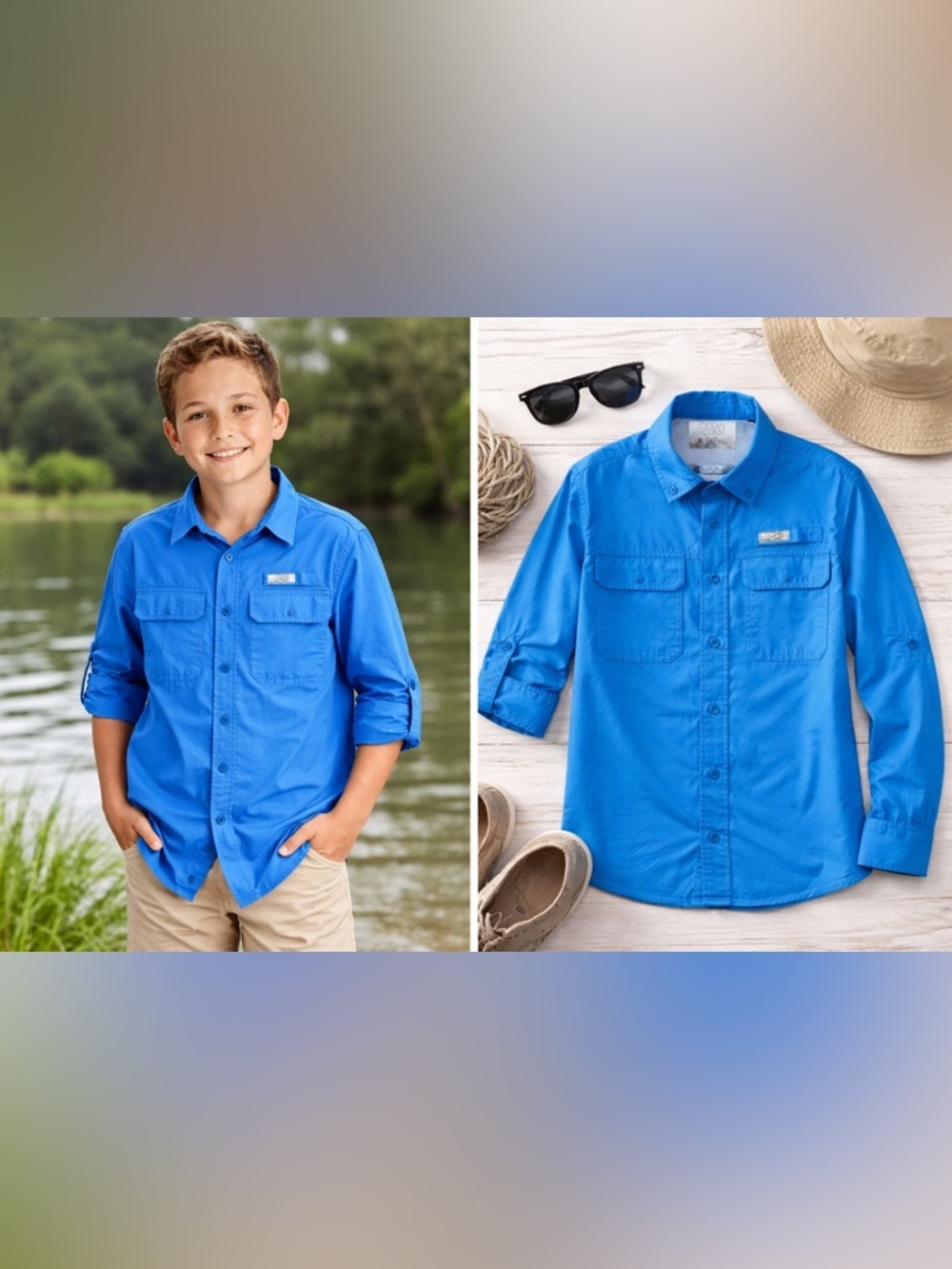 Ocean & Coast Boys' Bright Blue Button-Down Shirt
